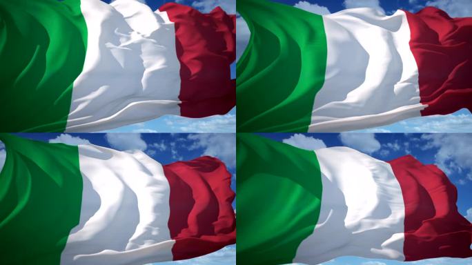 意大利国旗飘动