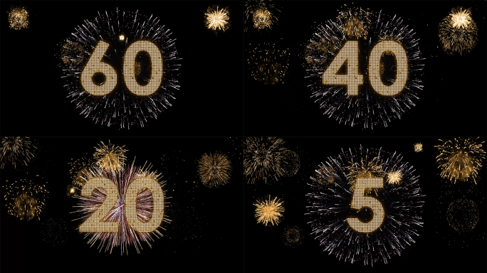 4K金色霓虹灯60秒跨年倒数2023年