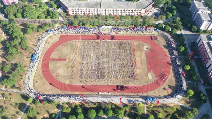 学校操场运动会航拍校运会体育活动