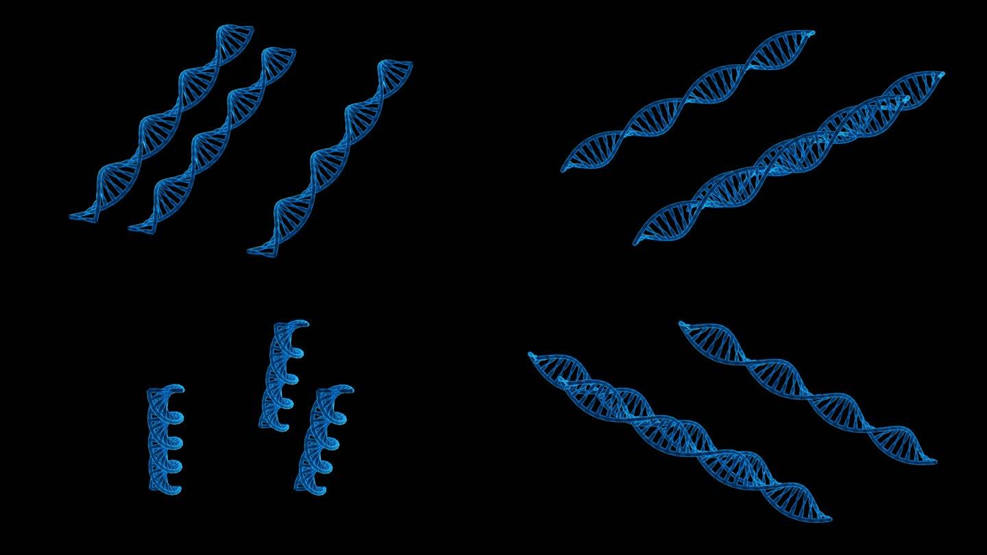 蓝色科技线条基因序列DNA透明通道素材