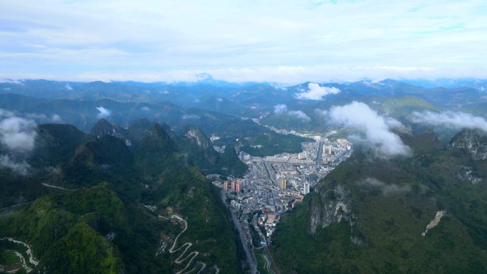 航拍广西河池凤山县