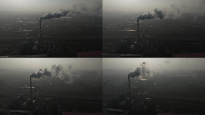 南京烟筒烟雾排放4K航拍延时