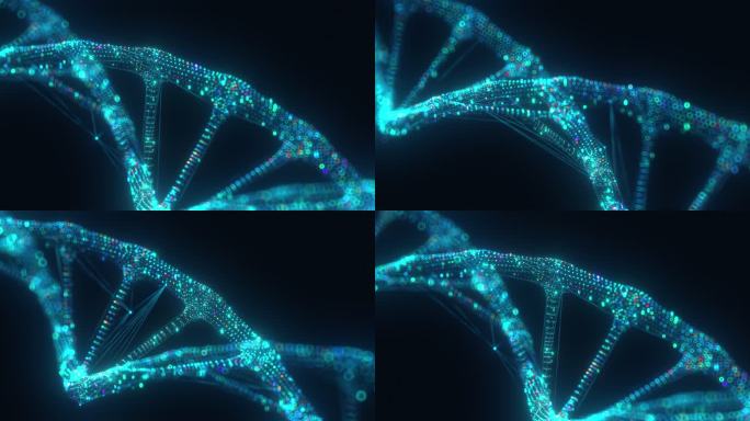 人工智能DNA分子。DNA被转换成二进制码。概念二进制代码基因组。抽象技术科学，概念人工Dna。