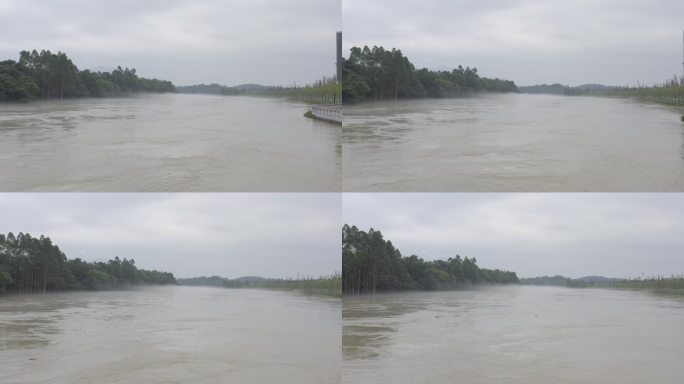 航拍河流涨大水 洪水 水灾 自然灾害