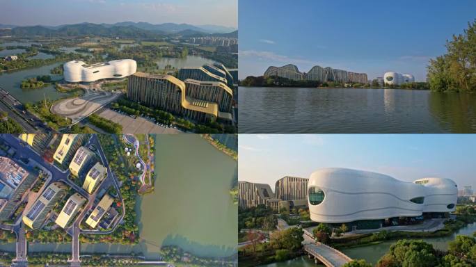 最新4k多镜头航拍杭州滨江白马湖产业园
