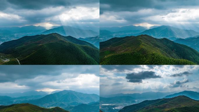 2段浙江湖州王位山上空云隙间的丁达尔光