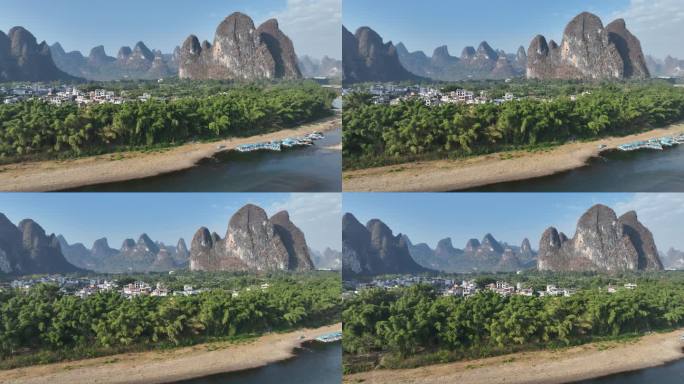 桂林阳朔蓝天白云航拍