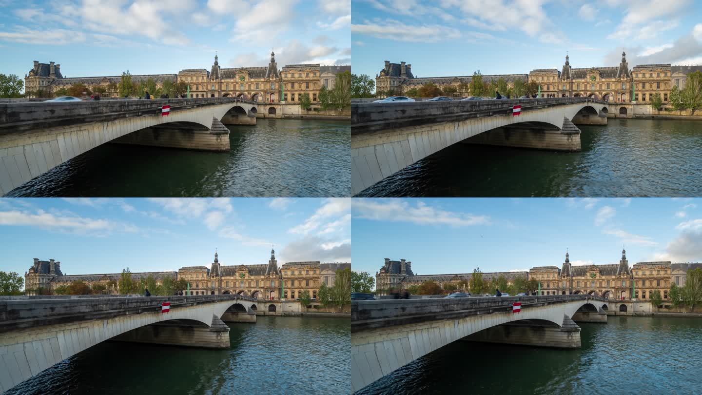 巴黎塞纳河上的卡鲁塞尔桥-4k延时