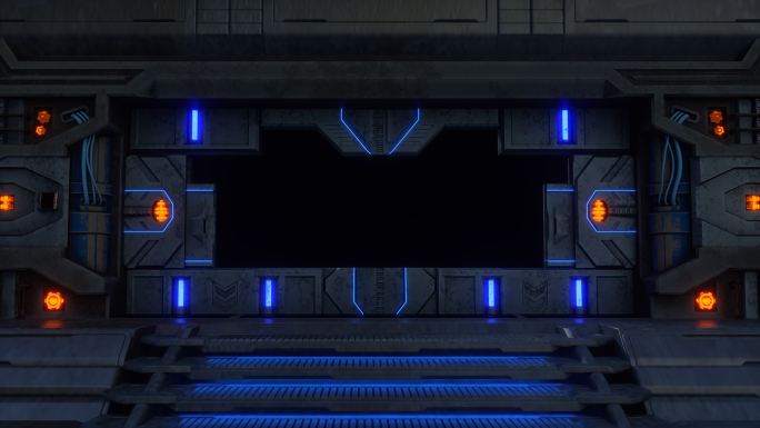 机械门科幻门打开动画带透明通道02版
