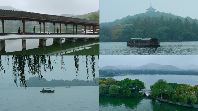 烟雨西湖游船