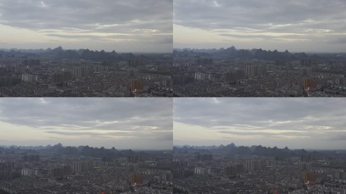 航拍桂林黄昏城市空镜风光视频