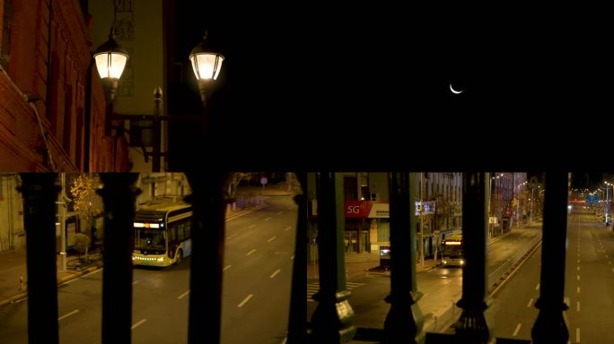 城市凌晨街道街景