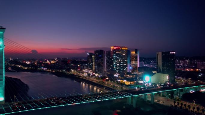 泉州晋江大桥航拍夜景