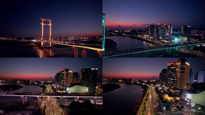 泉州晋江大桥航拍夜景