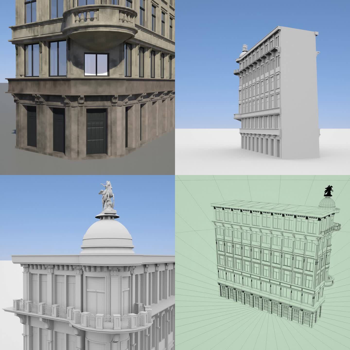 高精度欧式古典建筑三维模型