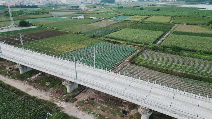 建设中的中国铁路高铁动车高架桥航拍4K
