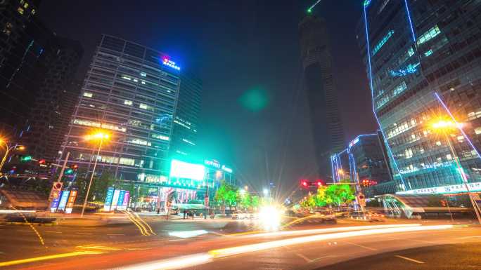 苏州新城区夜间交通繁忙。延时4k