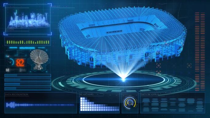 HUD科技界面卡塔尔世界杯体育场展示素材