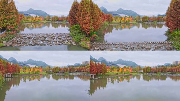 航拍 秋季   湿地公园 贵州 六盘水