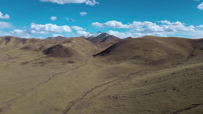 航拍青藏高原高原草场高原地貌巴颜喀拉山