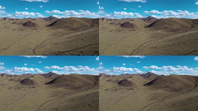 航拍青藏高原高原草场高原地貌巴颜喀拉山