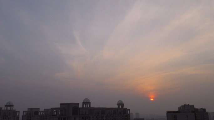 城市落日余晖晚霞夜幕降临夕阳西下傍晚