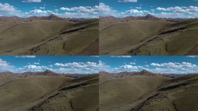 航拍青藏高原高原草场高原地貌巴颜喀拉山