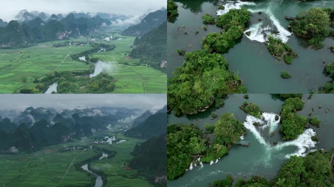 4K航拍大新黑水河沿岸风光