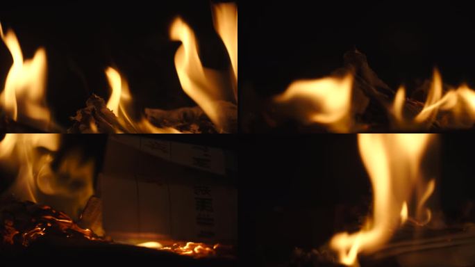 实拍燃烧的报纸火焰4k视频