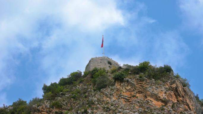 山上的Berat城堡墙，阿尔巴尼亚老城