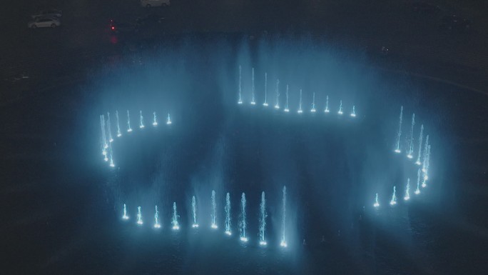 青岛风景喷泉灯光秀4kDlog航拍