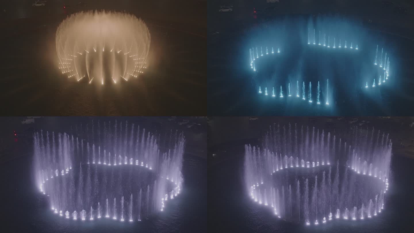 青岛风景喷泉灯光秀4kDlog航拍