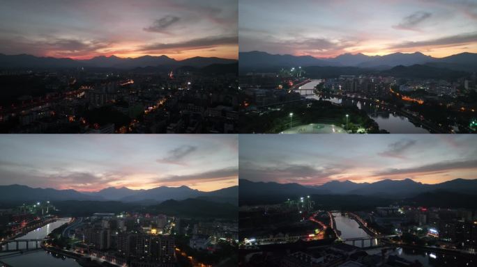 海南省白沙县城夜景航拍4K