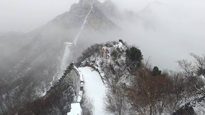 冬雪箭扣长城水墨长城