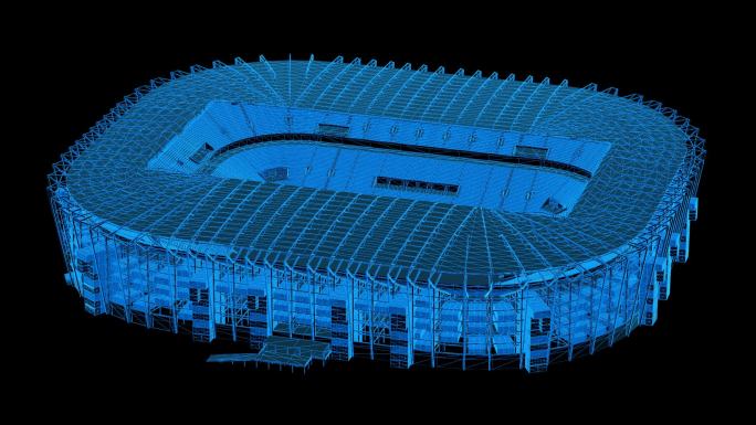 蓝色科技线条卡塔尔世界杯体育场透明通道