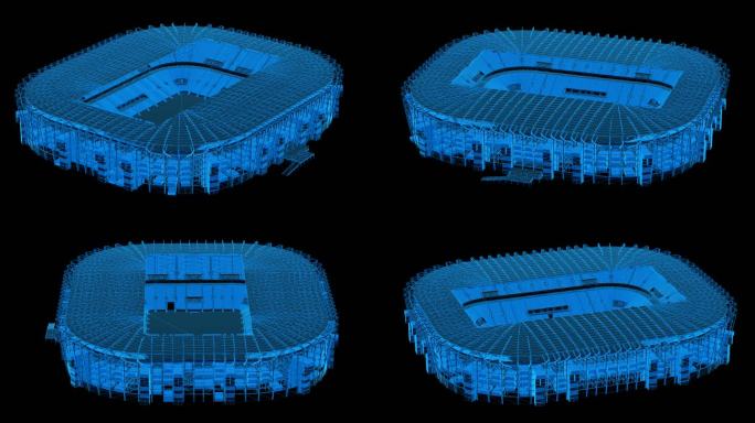 蓝色科技线条卡塔尔世界杯体育场透明通道