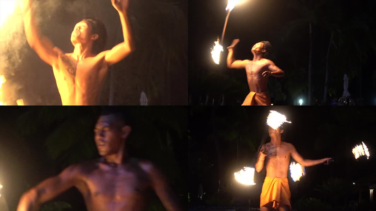 斐济火把舞 土著传统舞蹈表演