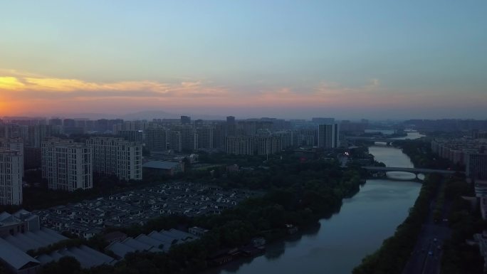4K实拍杭州拱宸桥运河航拍