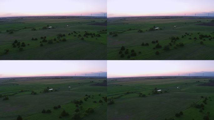 堪萨斯州农村和风力涡轮机的空中拍摄
