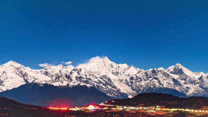 8K梅里雪山日转夜日照金山延时