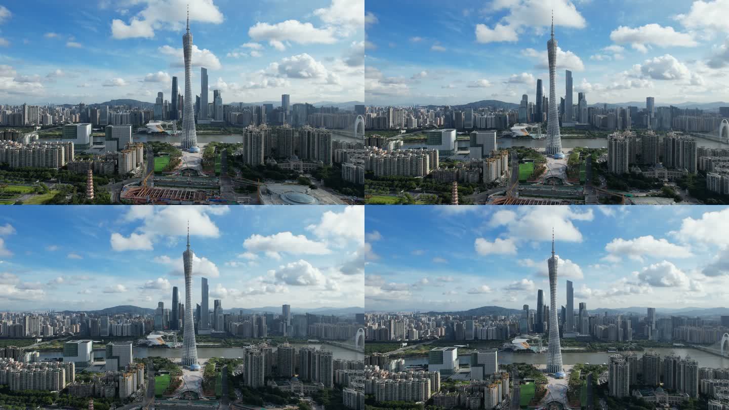 中国广州广州塔的倾斜视图