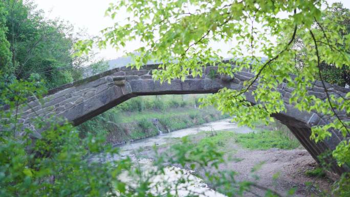 古代建筑 石桥 自然风光 树木河流