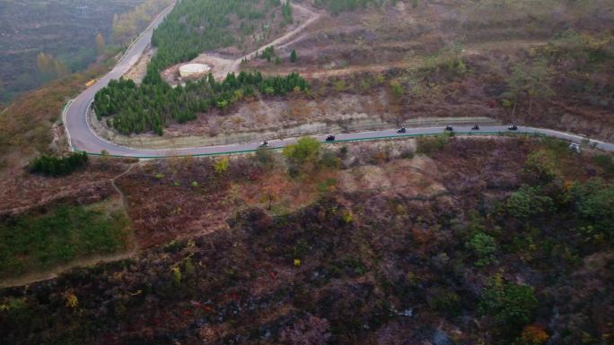 印第安摩托车跑山大场景航拍4K含未调色