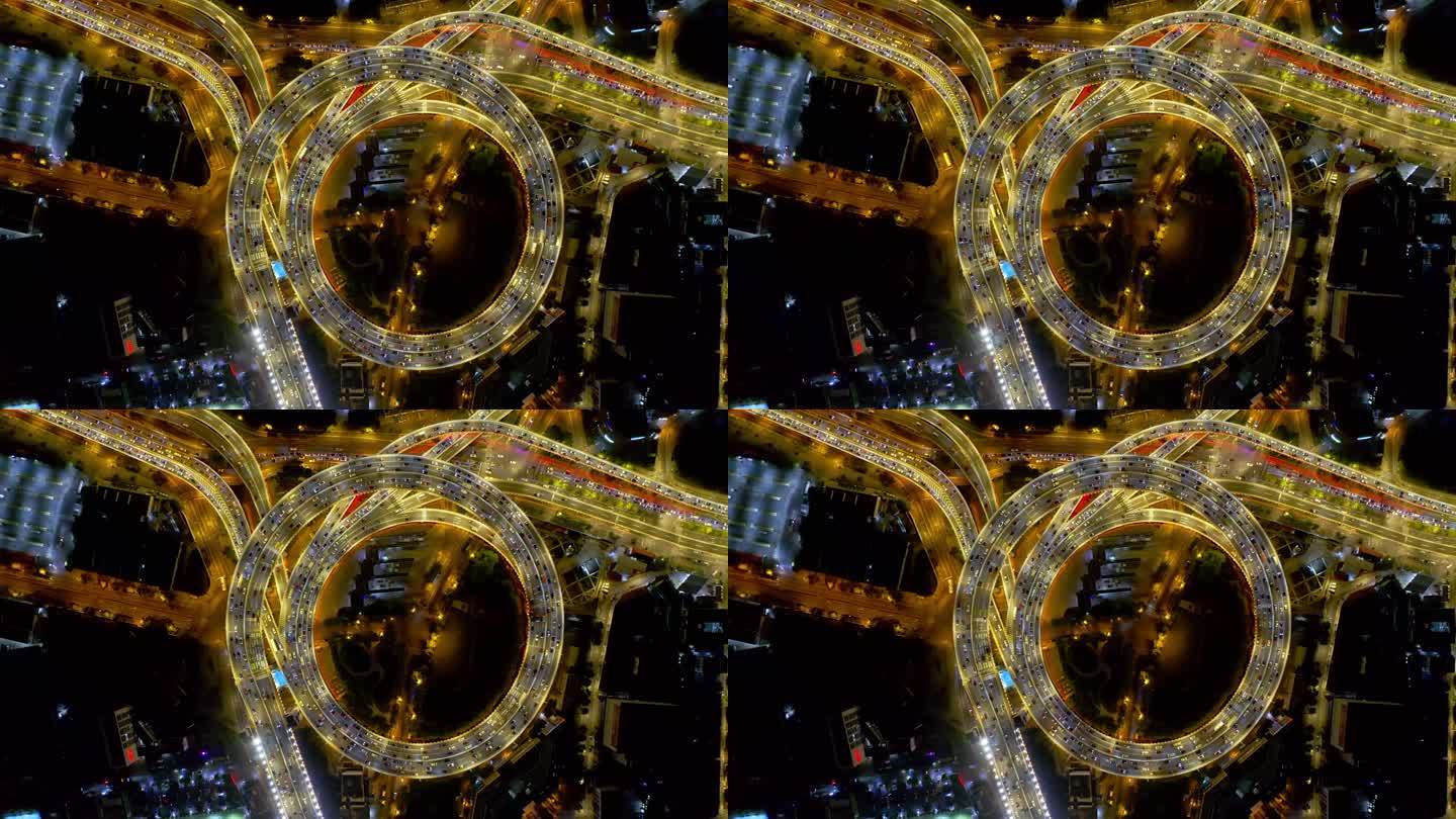 上海黄浦江南浦大桥开灯夜景4K航拍