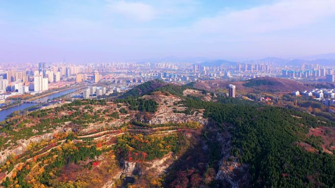 济南槐荫区腊山风景区腊山河航拍