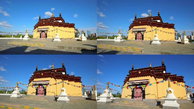 西藏古建筑经幡视频素材