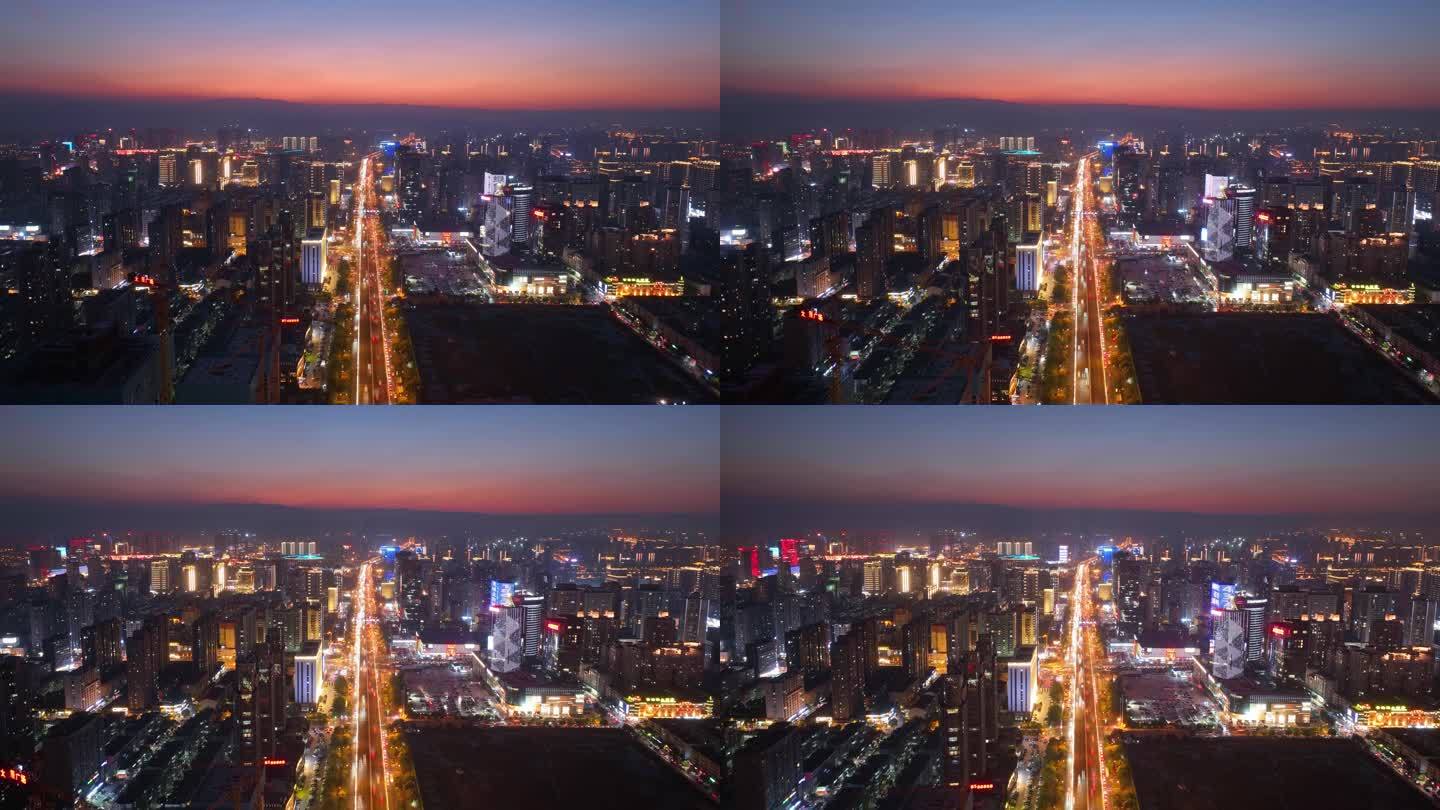 航拍延时摄影太原市中心夜景