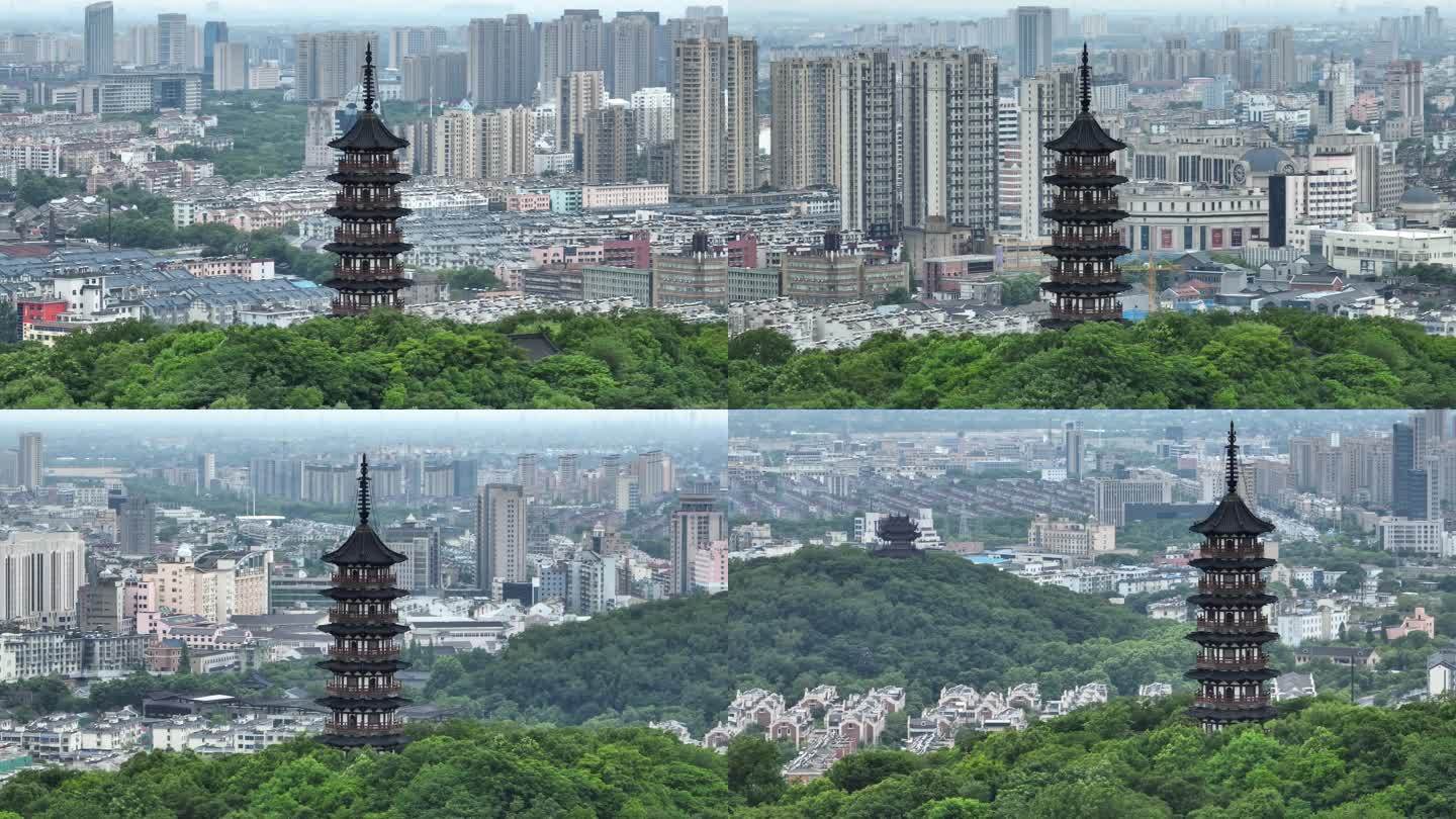 【4k】航拍七倍变焦海宁东山西山开元塔