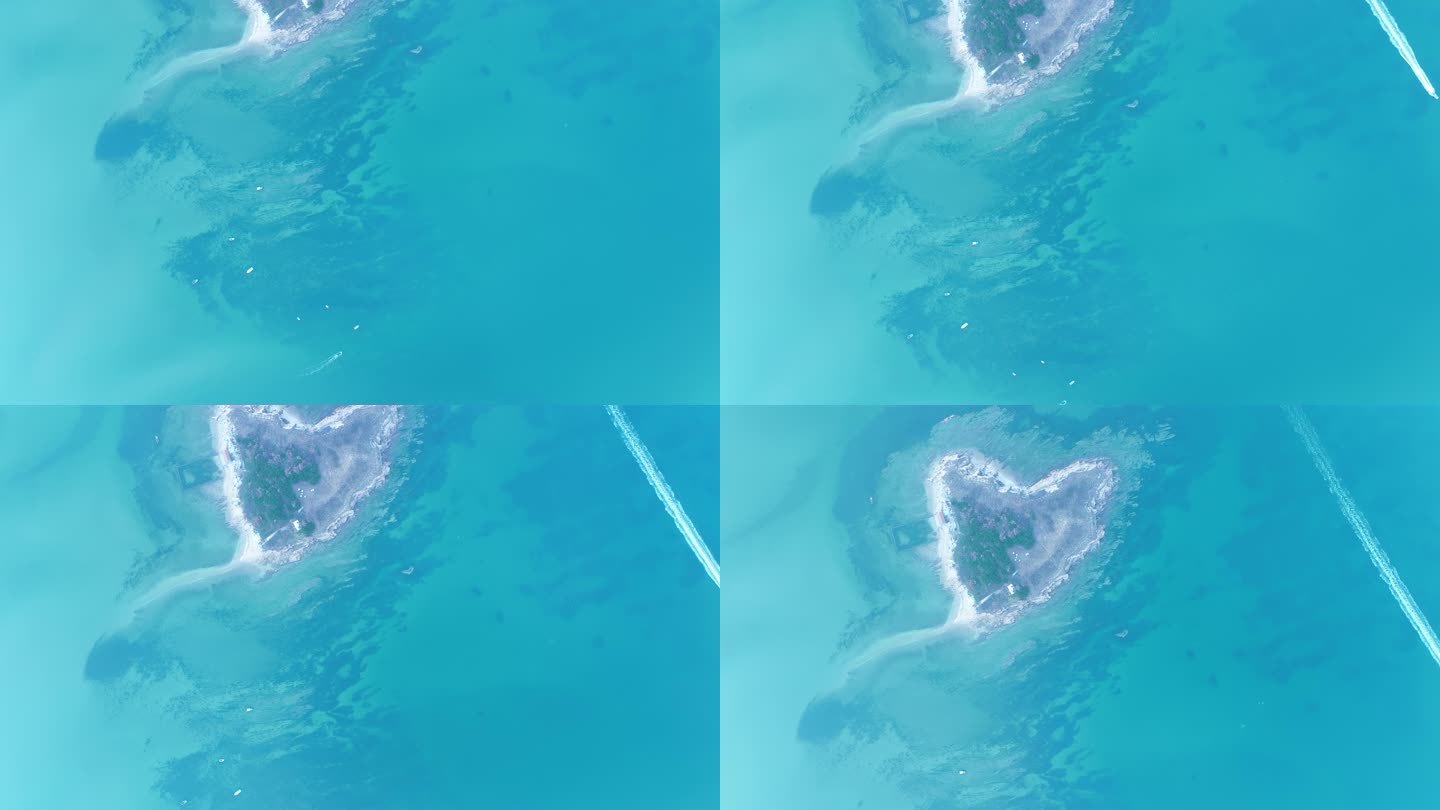 航拍俯瞰威海双岛湾的心形大岛