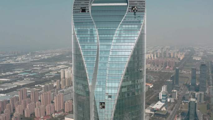 中国苏州市摩天大楼鸟瞰图。